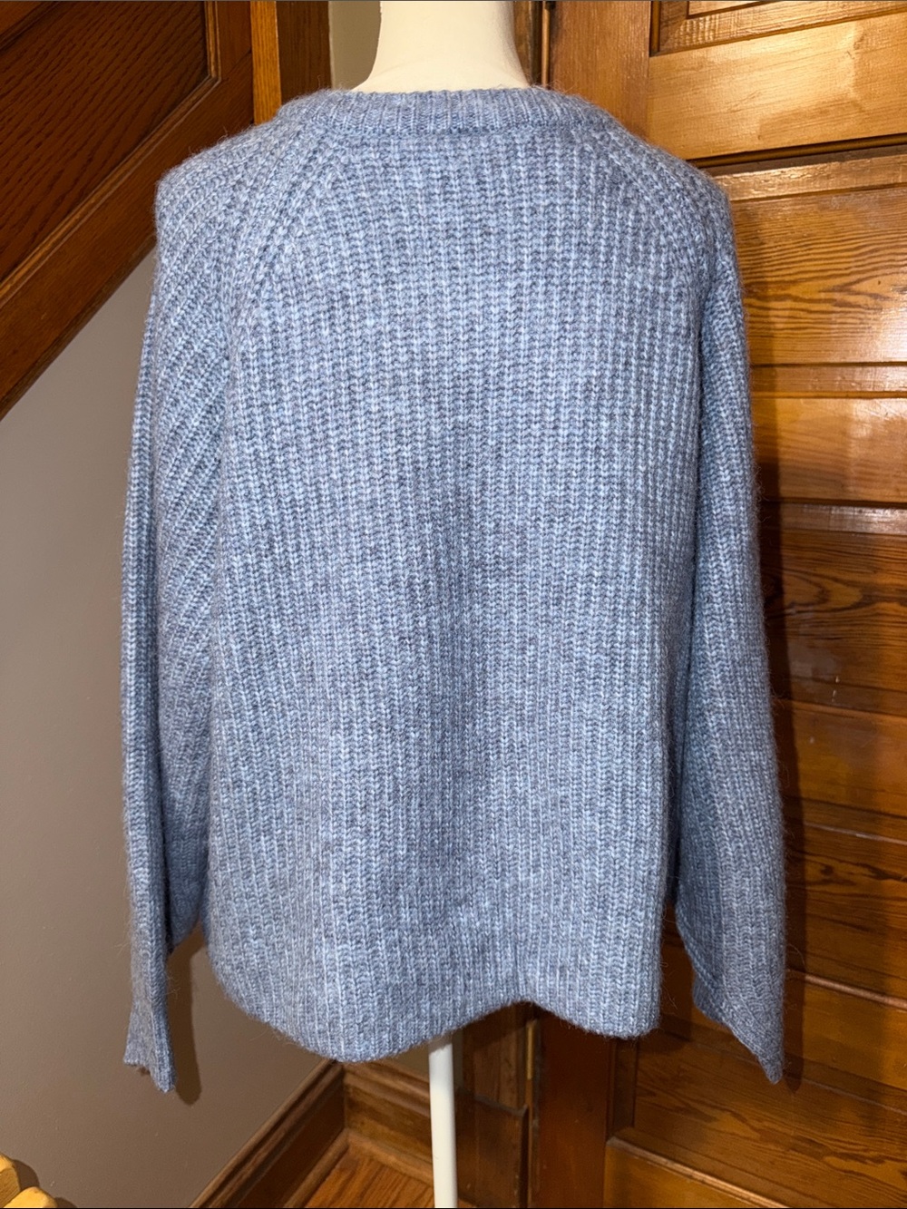 NWT Cardigan Sweater Fuzzy Light Blue Full Button Size XL - Picture 3 of 6